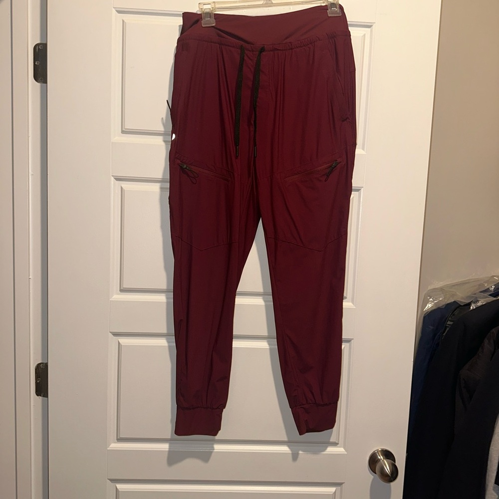Burgundy Jogger Pants with Pockets